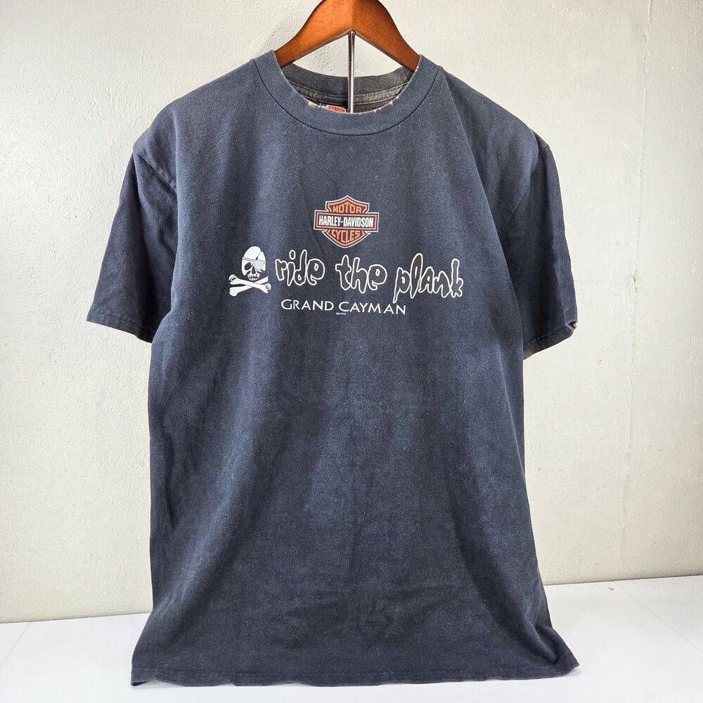 Vintage Y2K Harley Davidson Grand Cayman Ride The Plank Graphic Shirt Sz L